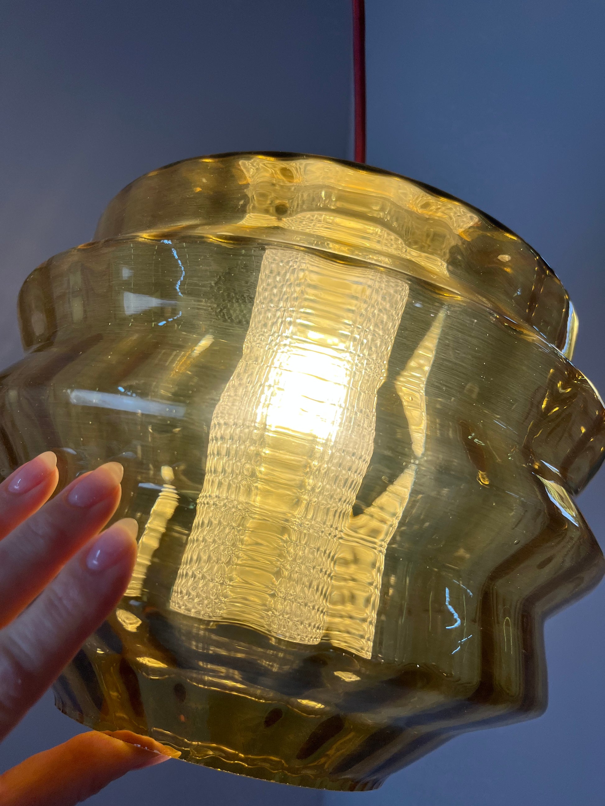 Hängelampe mit Glas Doppelschirm von Carl Fagerlund für Orrefors