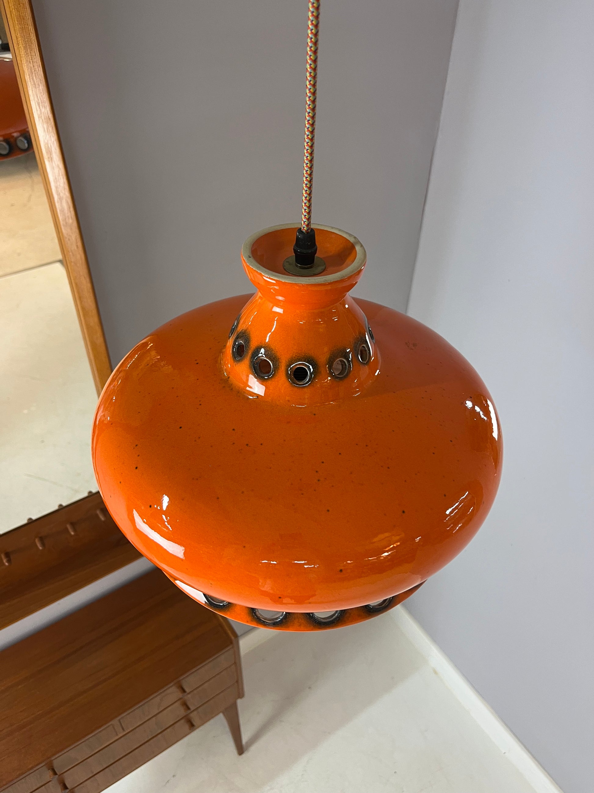 Keramiklampe orange aus Westdeutschland