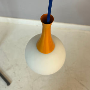 Kugellampe orange blau Opalglas von Richard Essig