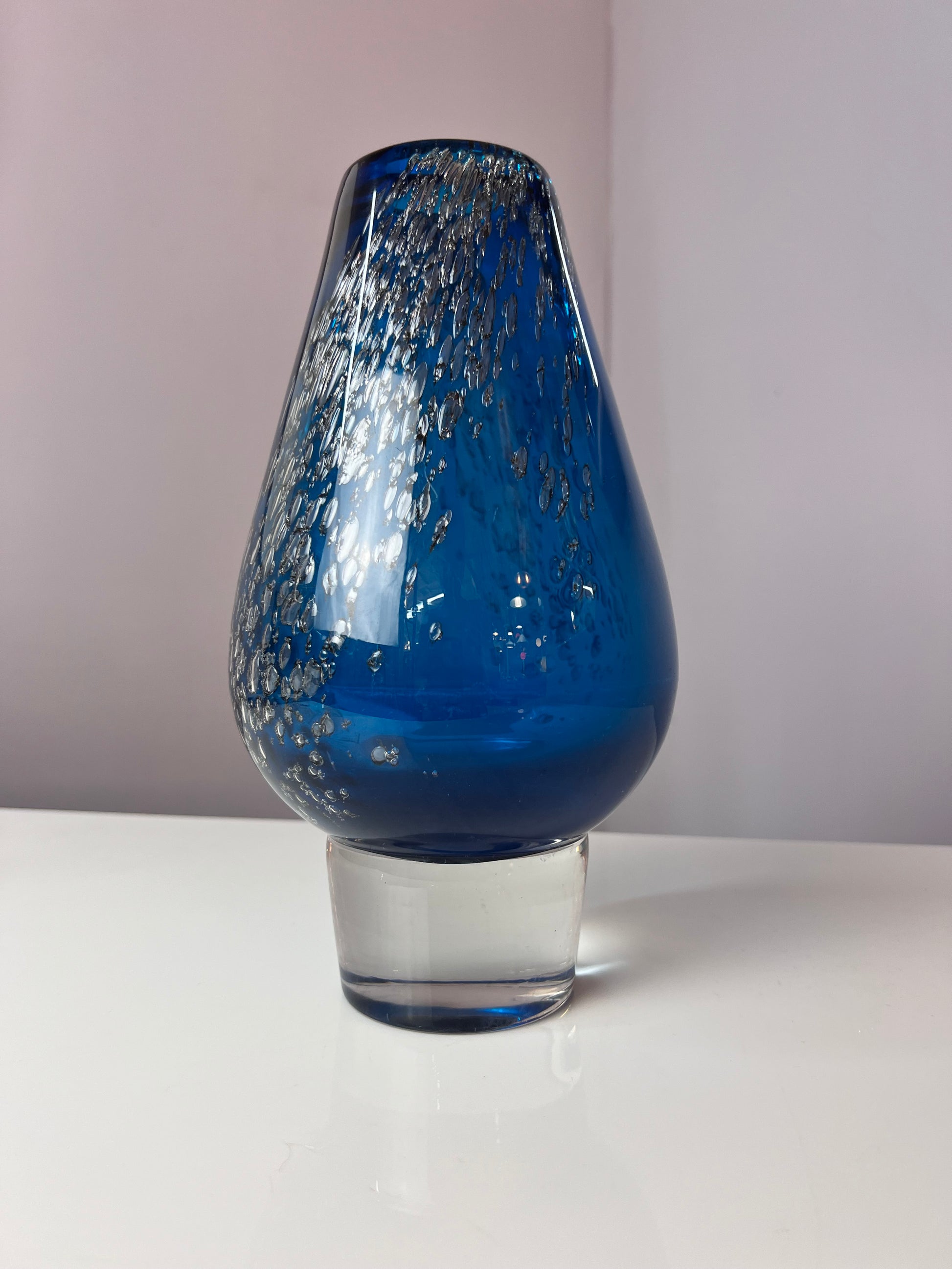 Vase blau Glas von von Heinrich Löffelhardt für Schott Zwiesel