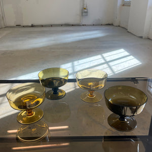 Set: 4x Champagner Schale braun Glas