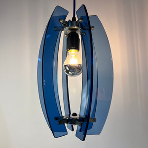 Hängelampe blau Glas von Veca aus Italien