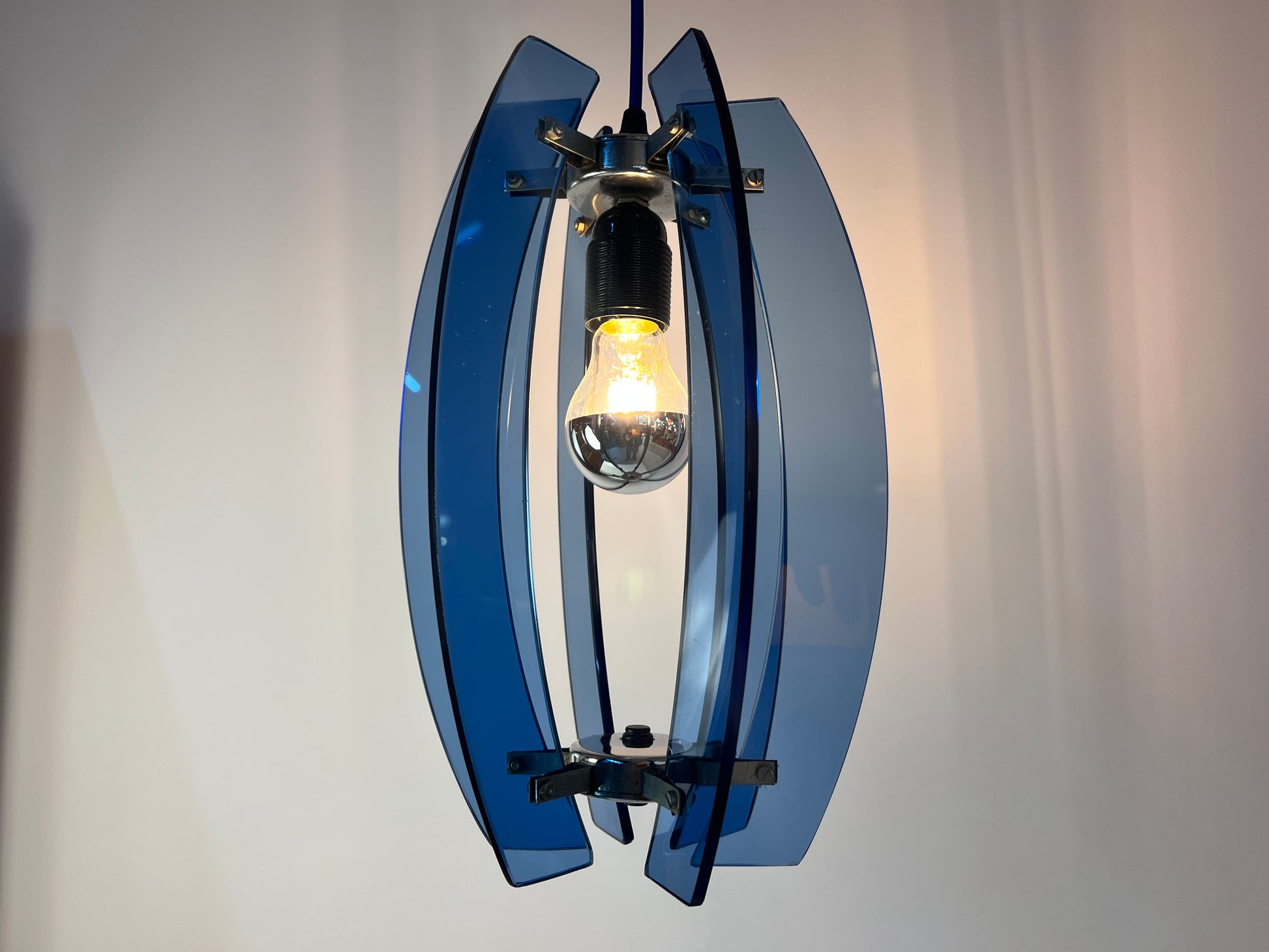 Hängelampe blau Glas von Veca aus Italien