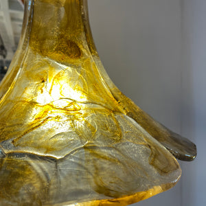 Hängelampe Blume gold braun Acryl Messing von Carlo Nason