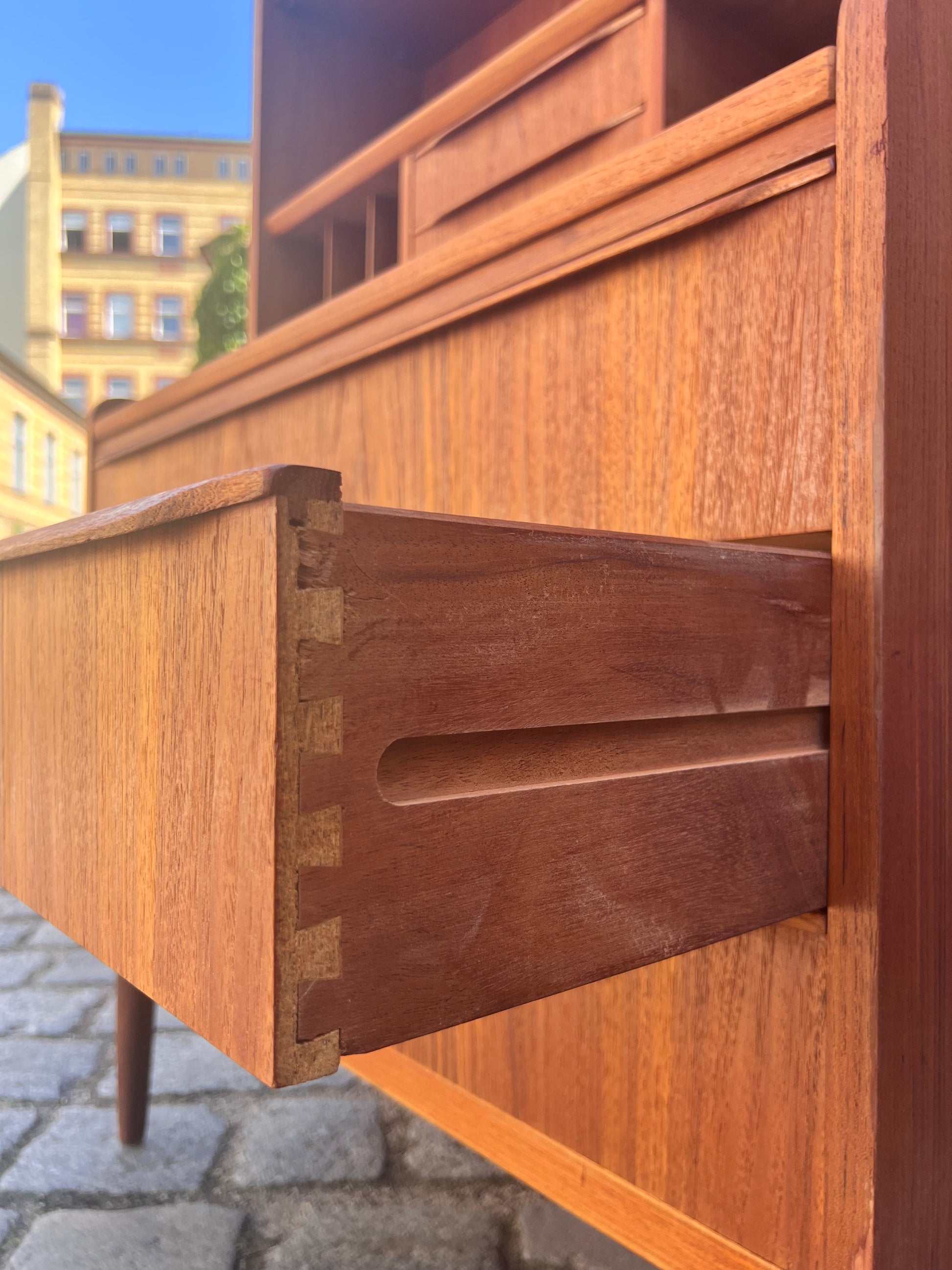 Bücherregal Teak mit Sekretär & Ausziehplatte aus Dänemark