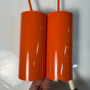 Set: 2x Hängelampe orange mit Opalglas Globus