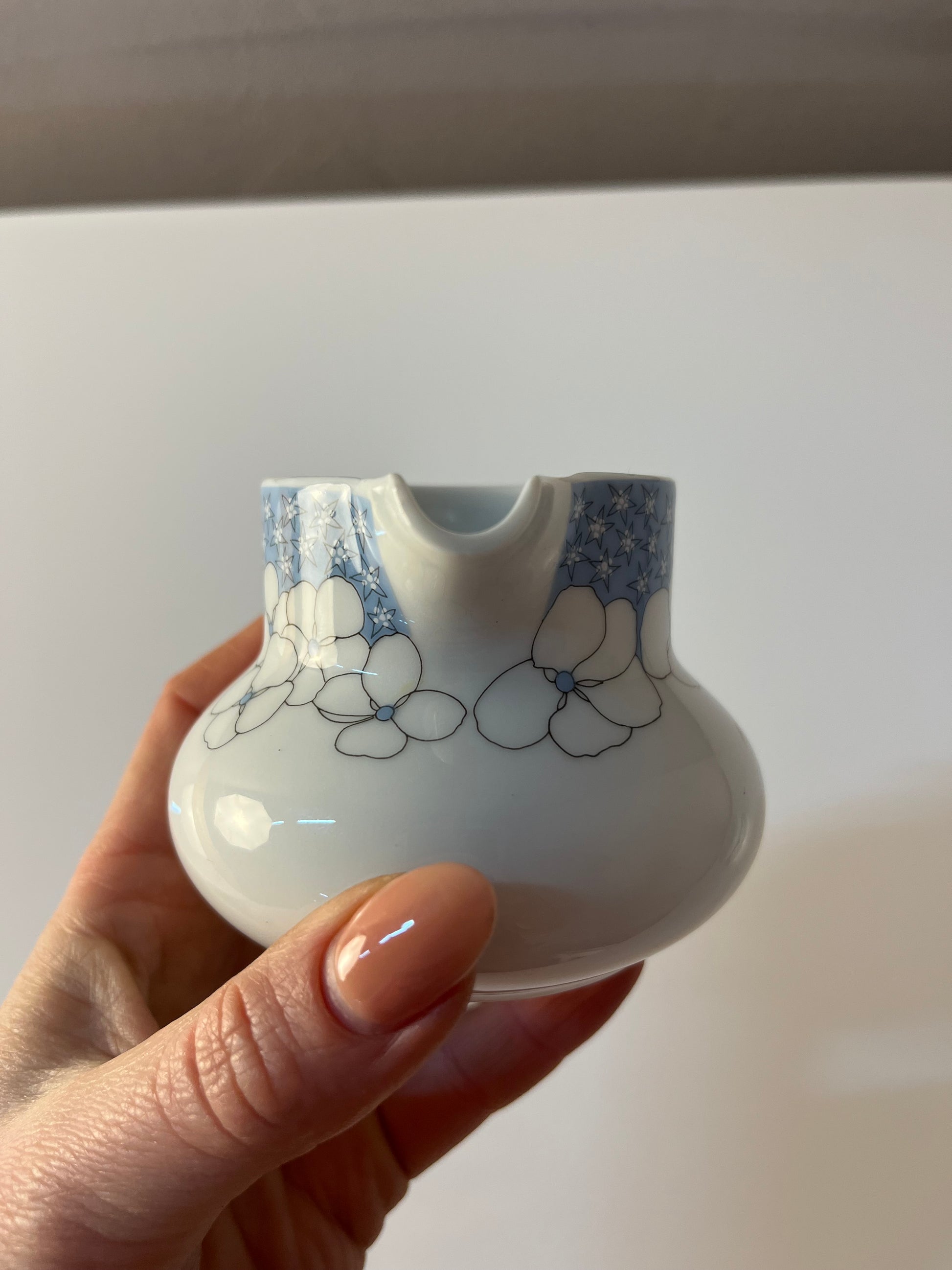 Set: Zucker & Milchkännchen Kiruna Garden weiß blau von Tapio Wirkkala für Thomas