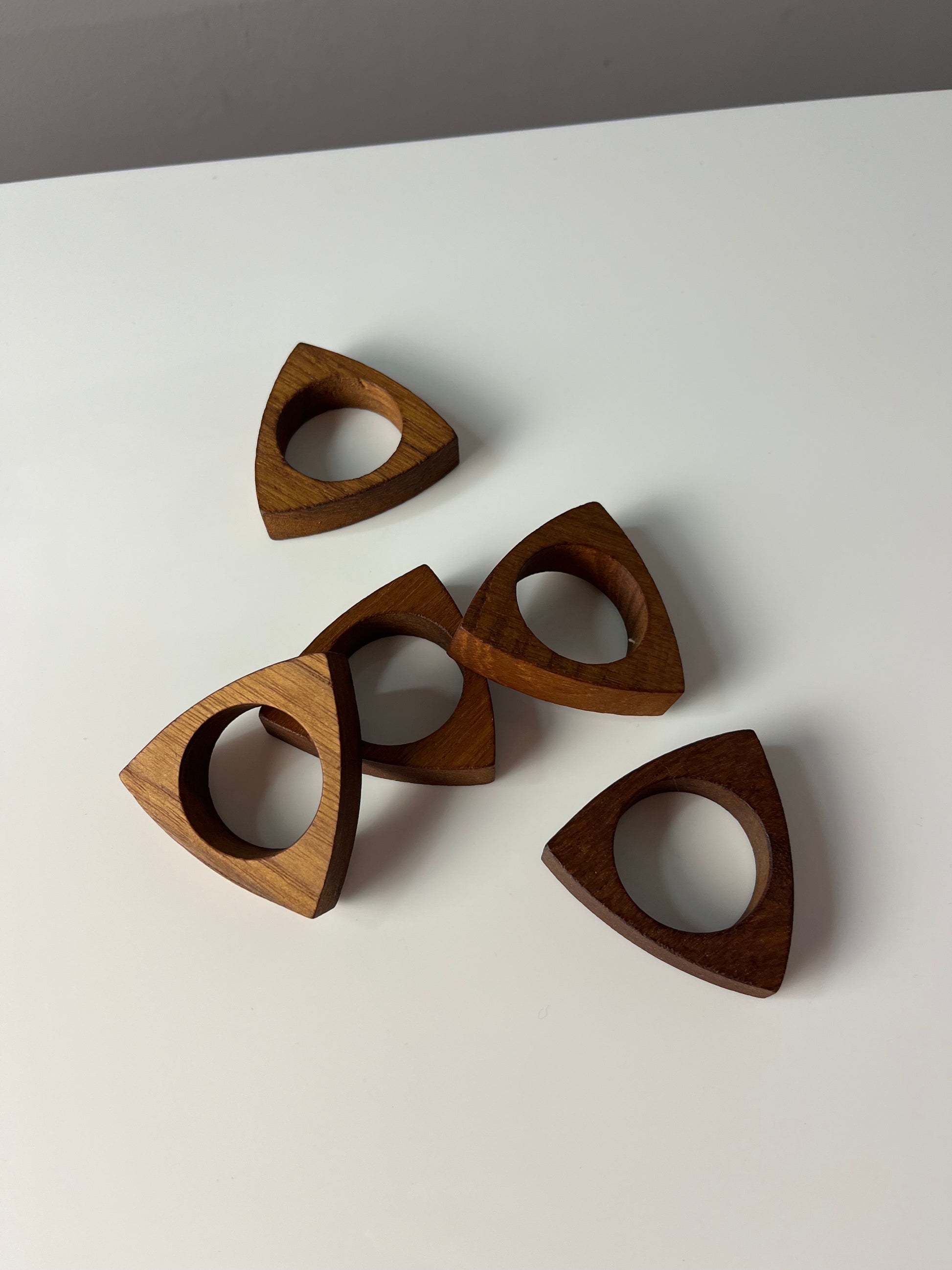 Set: 5x Serviettenring Teak aus Dänemark