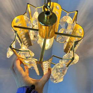 Hängelampe Messing Kristalle von Palwa