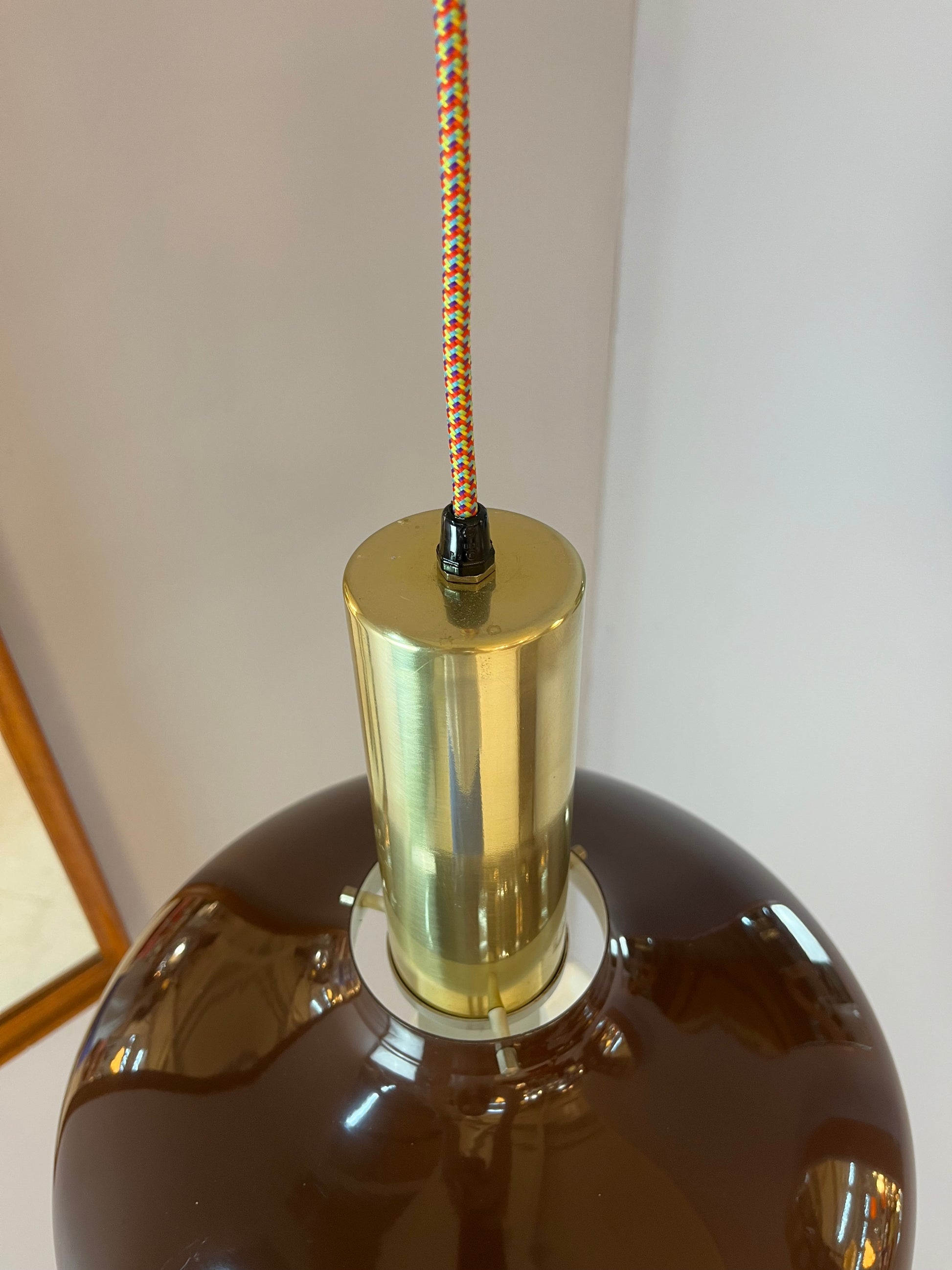 Hängelampe braun Messing aus Dänemark