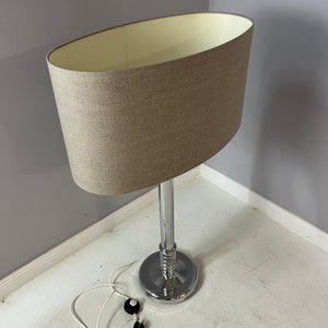 Stehlampe Chrom mit grauem Schirm