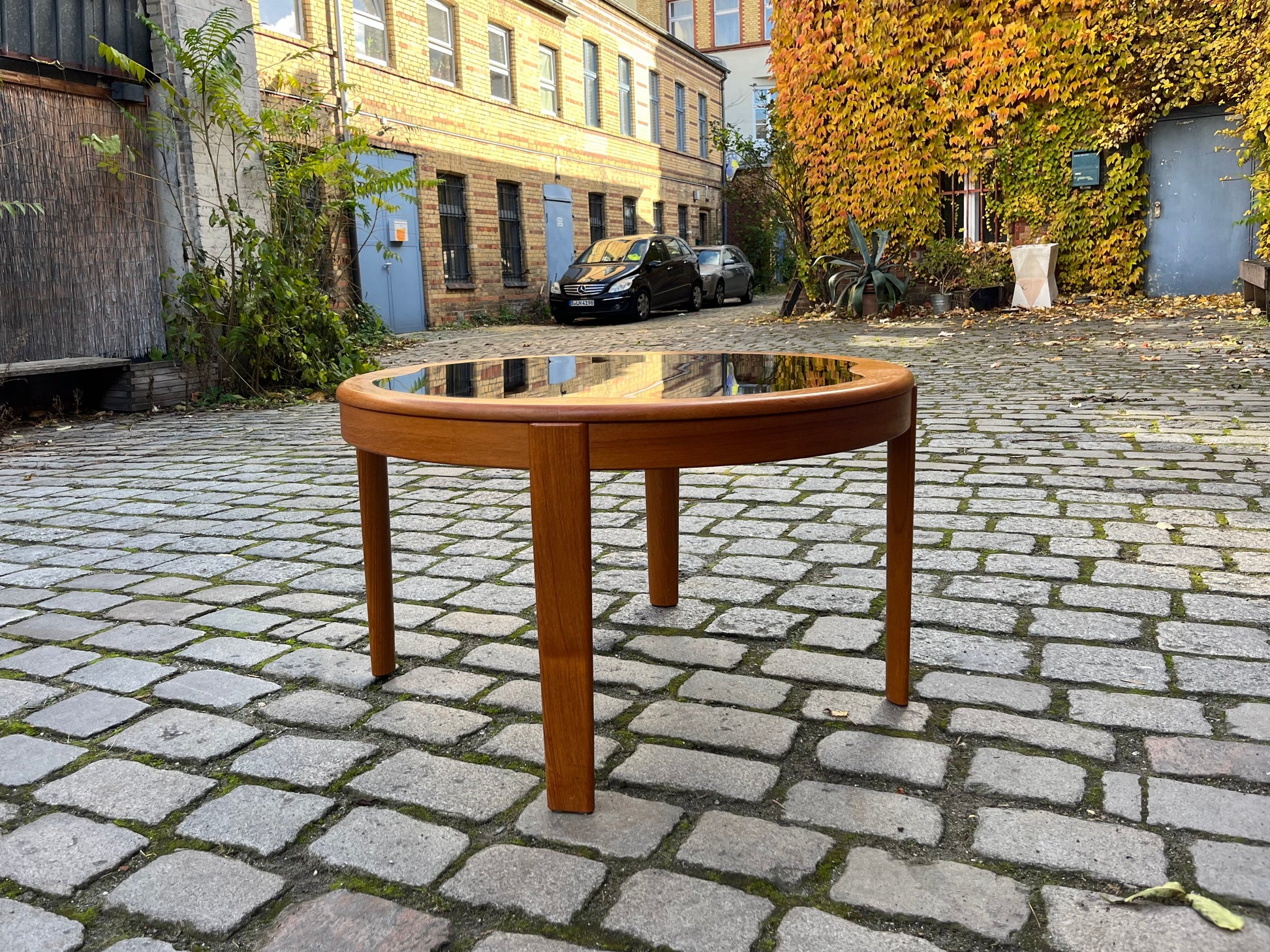 Couchtisch Teak Rauchglas