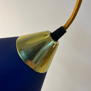 Set: 2x Hängelampe blau Glas Messing