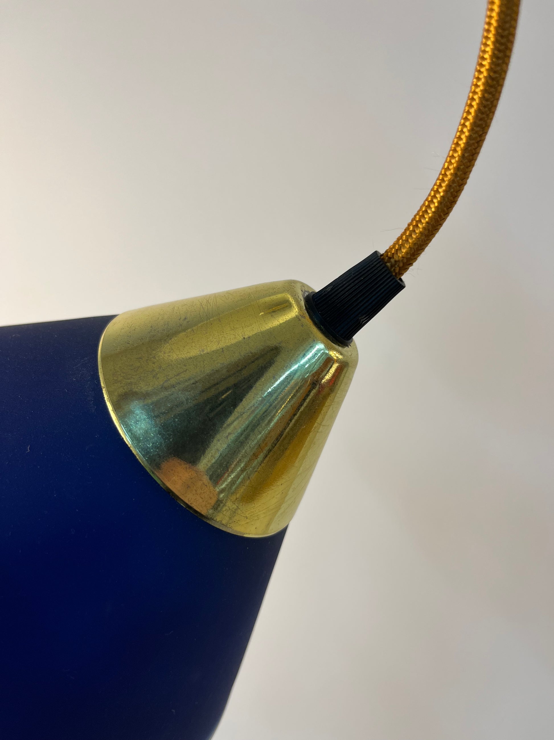 Set: 2x Hängelampe blau Glas Messing
