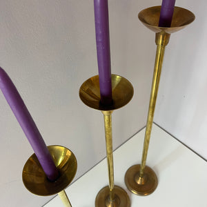 Set: Trio hohe Kerzenständer Messing