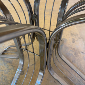 Runder Esstisch Chrom Rauchglas von Gastone Rinaldi für Rima