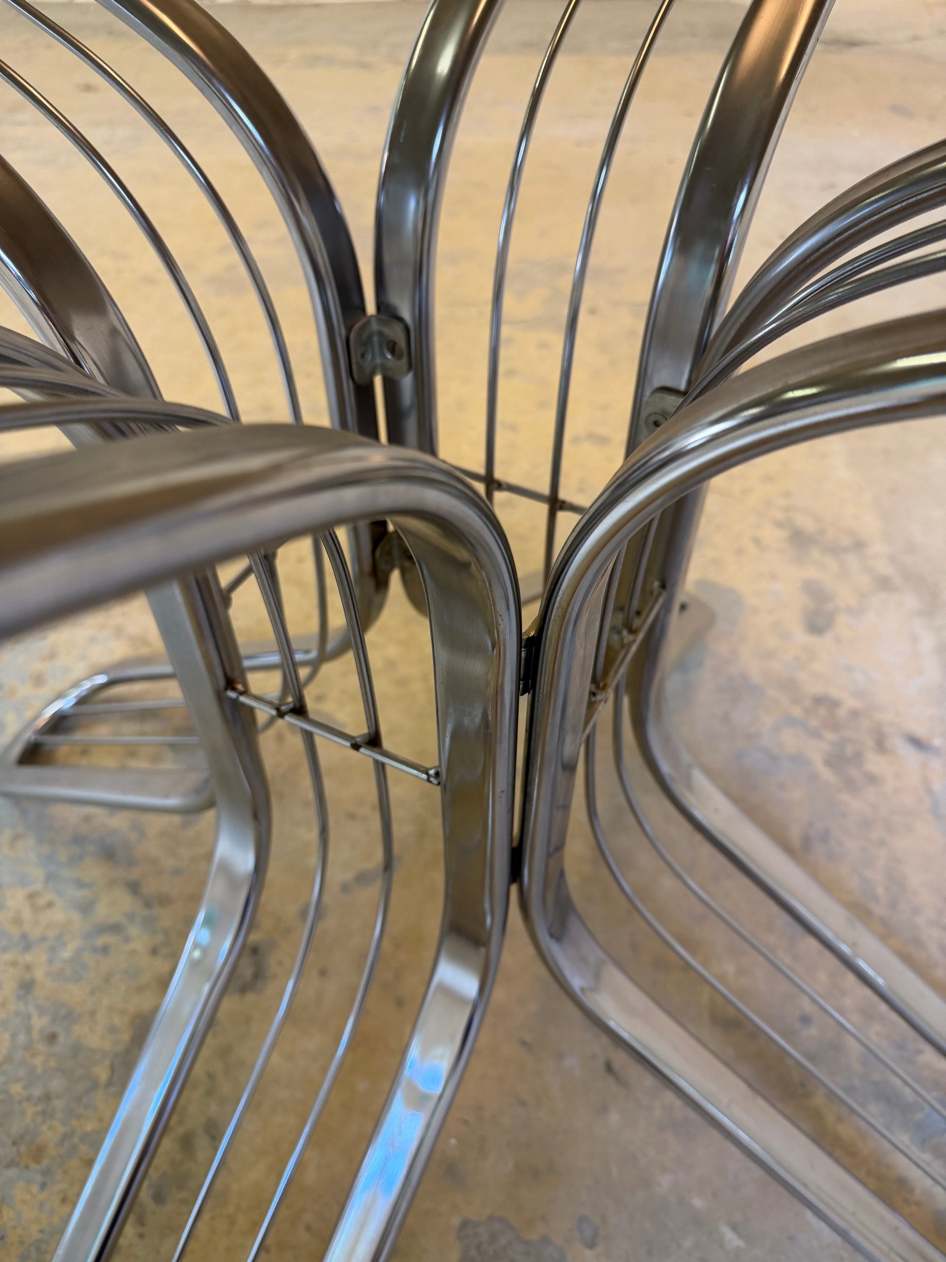 Runder Esstisch Chrom Rauchglas von Gastone Rinaldi für Rima