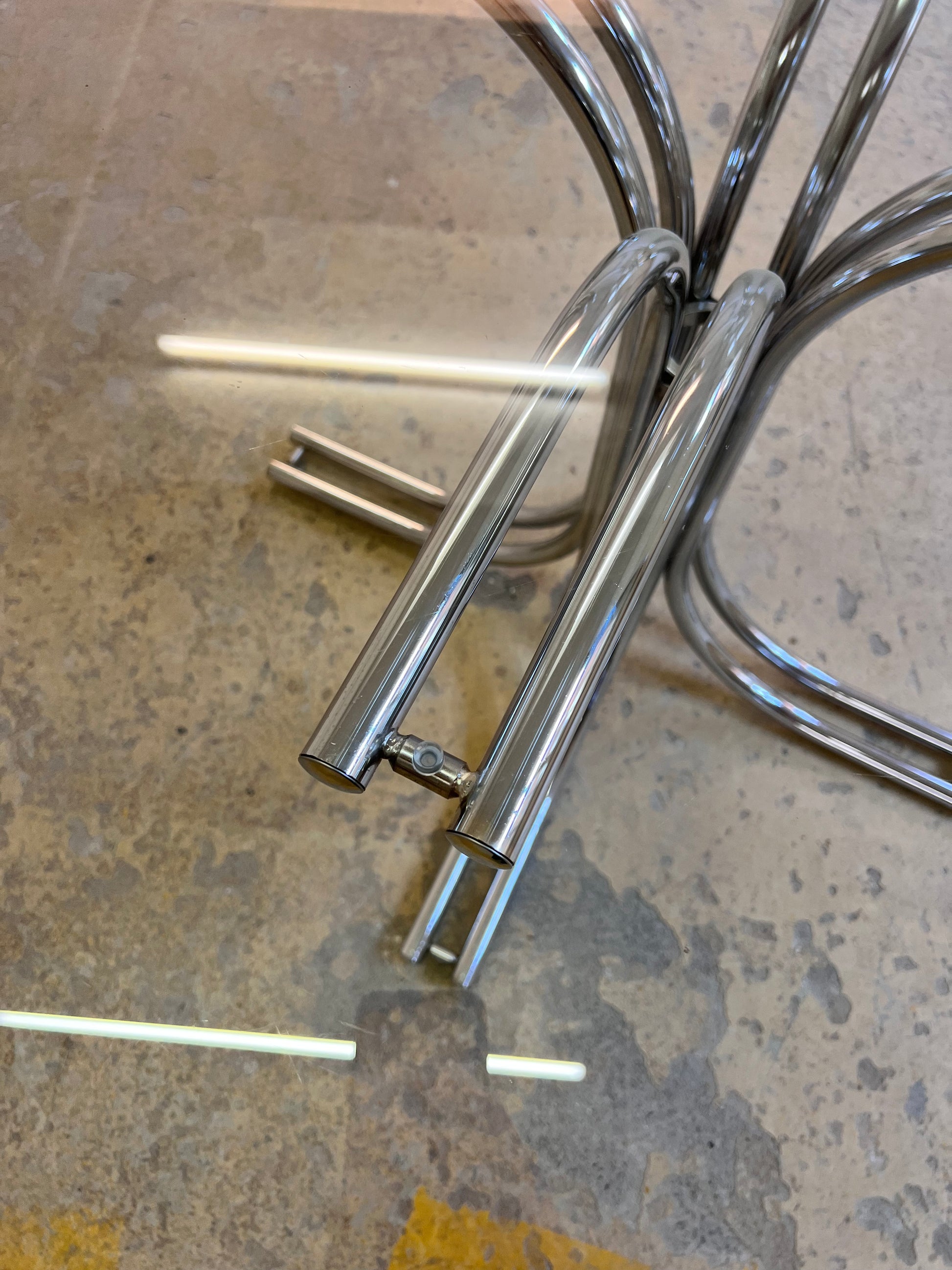 Runder Esstisch ∅ 120 cm Glas & Chrom von Gastone Rinaldi
