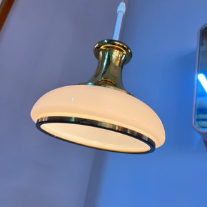 Hängelampe Opalglas Messing