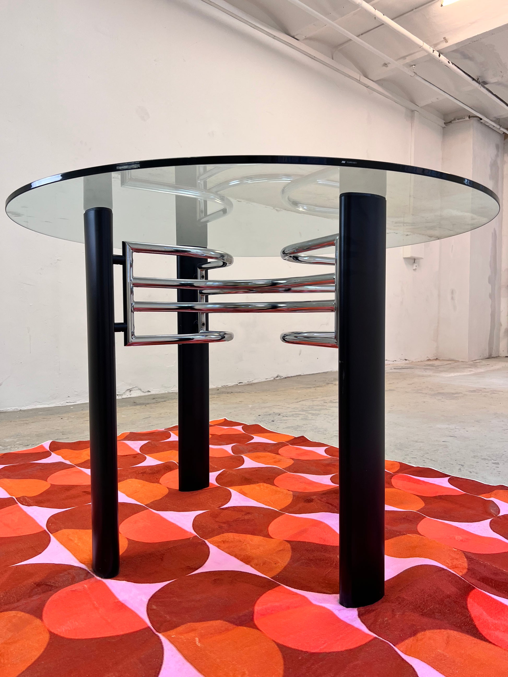 Runder Esstisch Glas & Chrom aus Italien