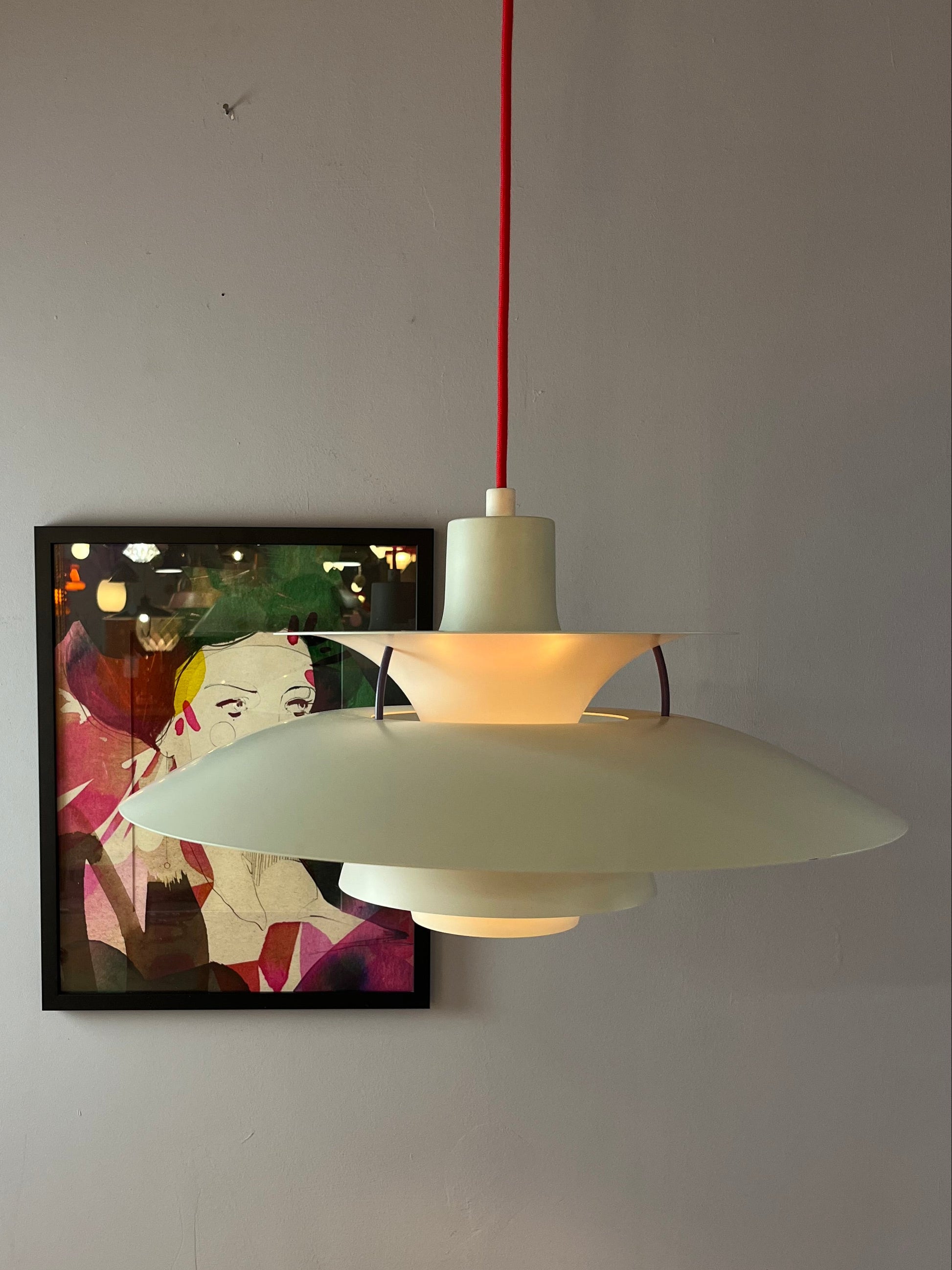 Lamellenlampe PH5 weiß von Poul Henningsen für Louis Poulsen