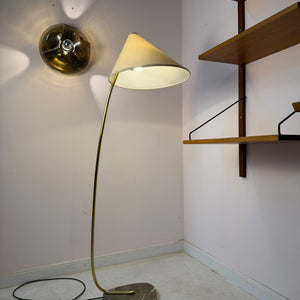 Stehlampe mit Marmorfuß & original Schirm von Rupert Nikoll