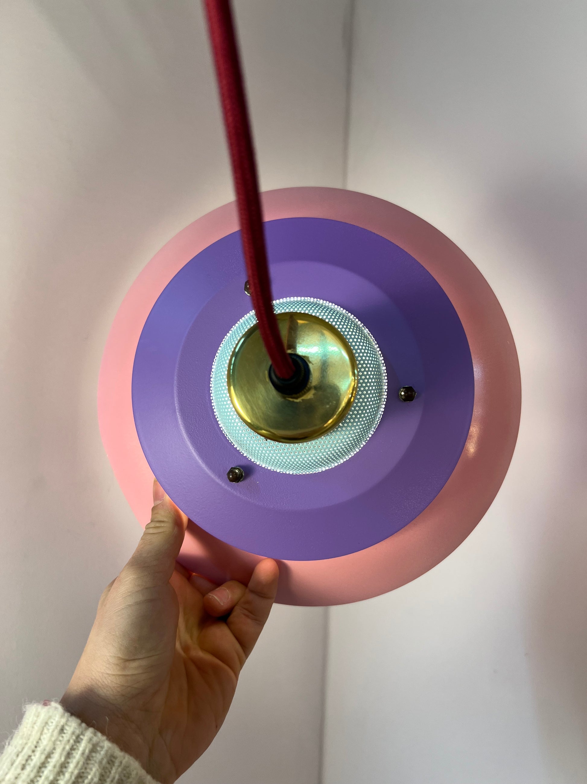 Lamellenlampe neu lackiert mint rosa lila aus Dänemark