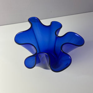 Vase Fazoletto blau Glas von Ancher Iversen