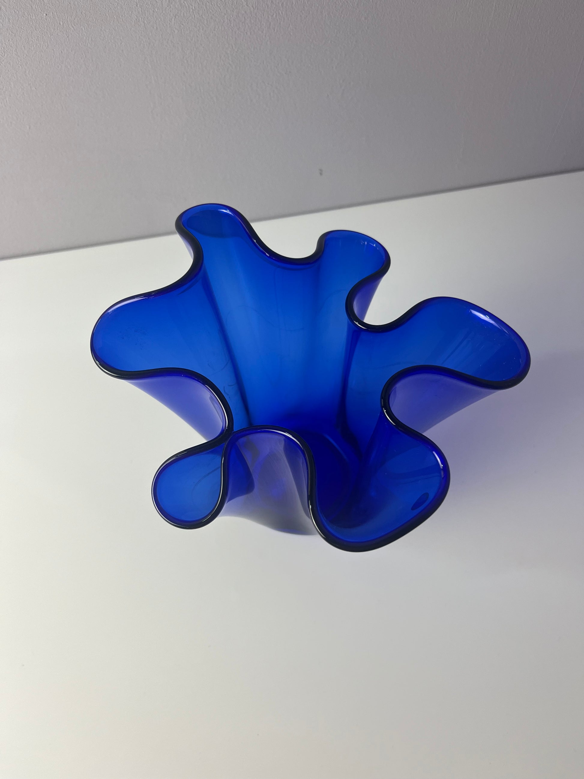 Vase Fazoletto blau Glas von Ancher Iversen