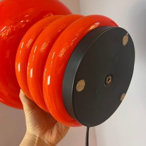 Große Tischlampe orange Glas 70er