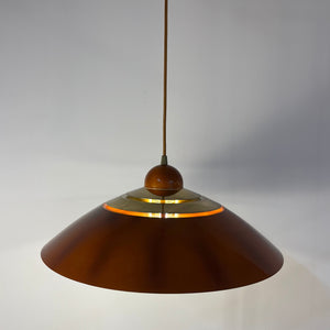 Hängelampe orange Messing aus Belgien