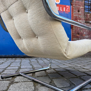 Sessel beige Kord Chromgestell