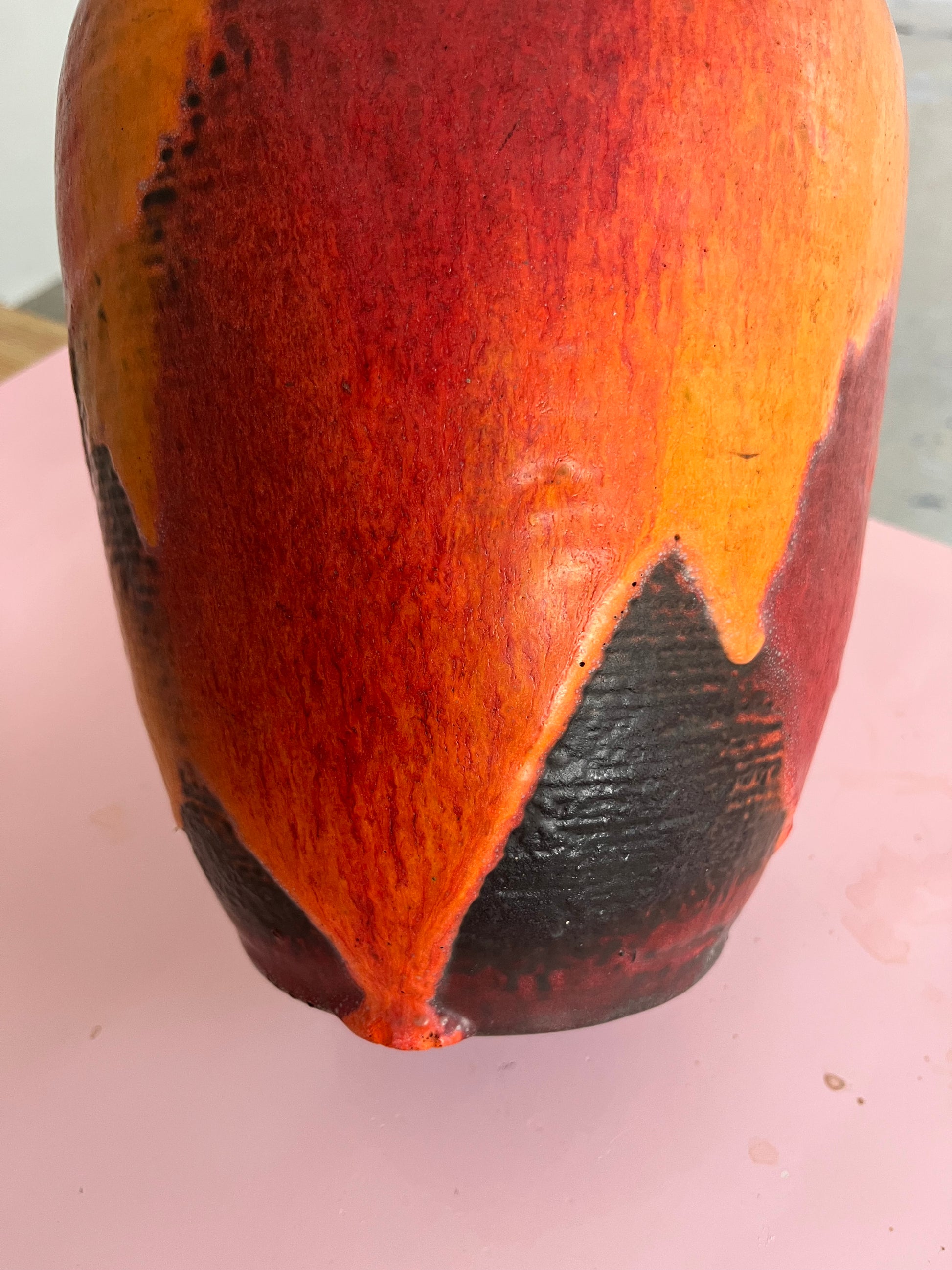 Vase 7312-30 Fat Lava orange rot von Carstens Keramik West Germany