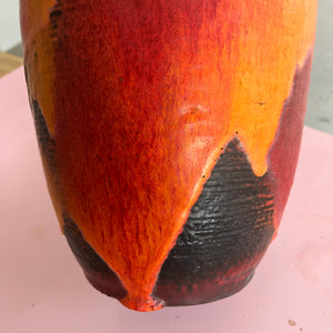 Vase 7312-30 Fat Lava orange rot von Carstens Keramik West Germany