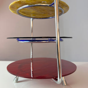 Etagere rot blau gelb Glas & Chrom