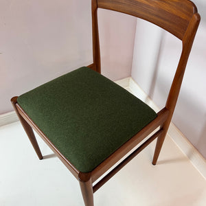 Set: 4x Polsterstuhl grün Teak