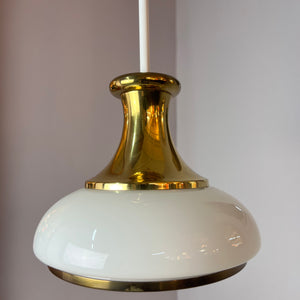 Hängelampe Opalglas Messing