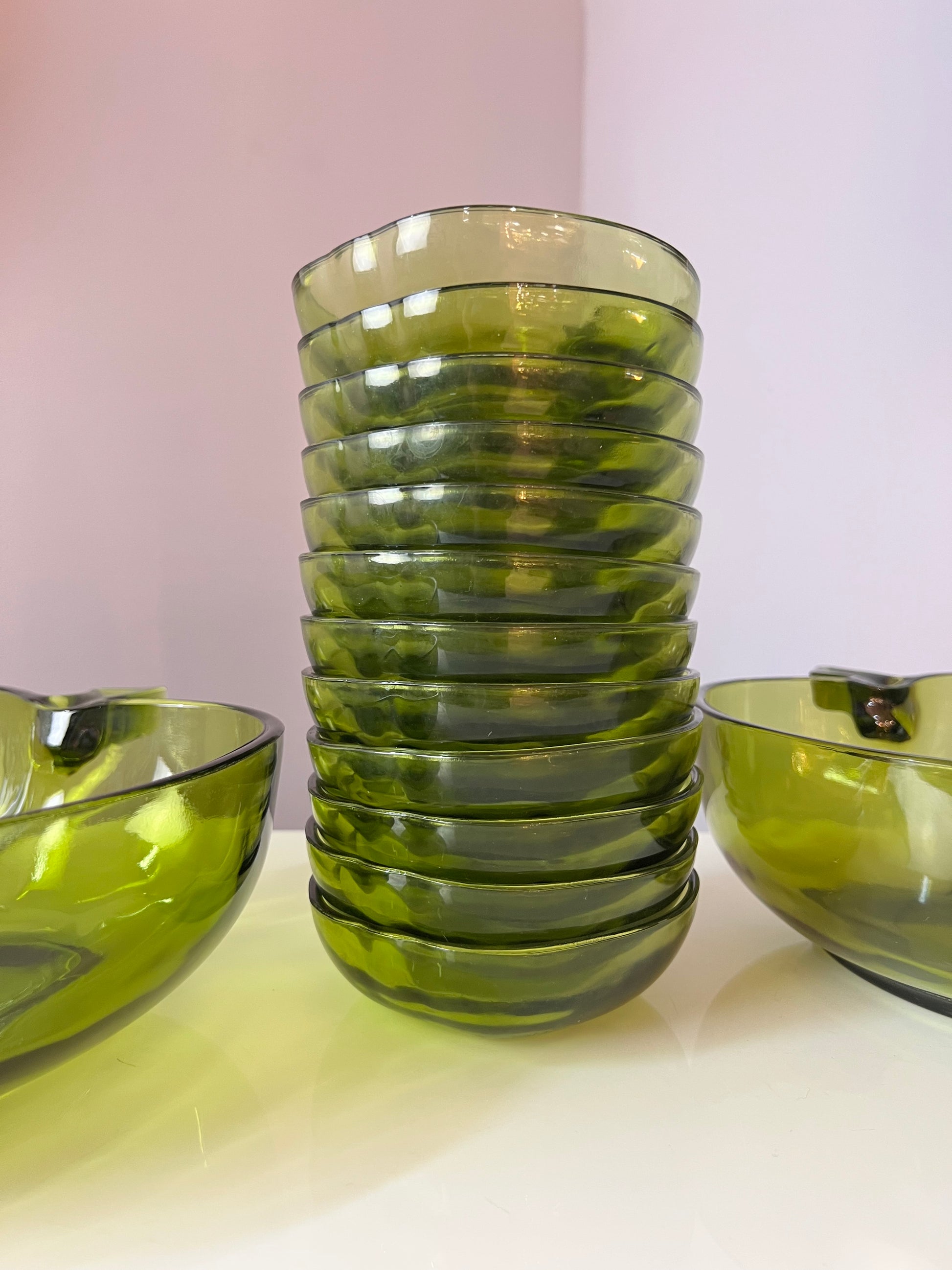 Set: 14x Schalen grüner Apfel Glas
