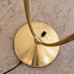 Stehlampe mit zwei Schwanenhalsarmen Messing