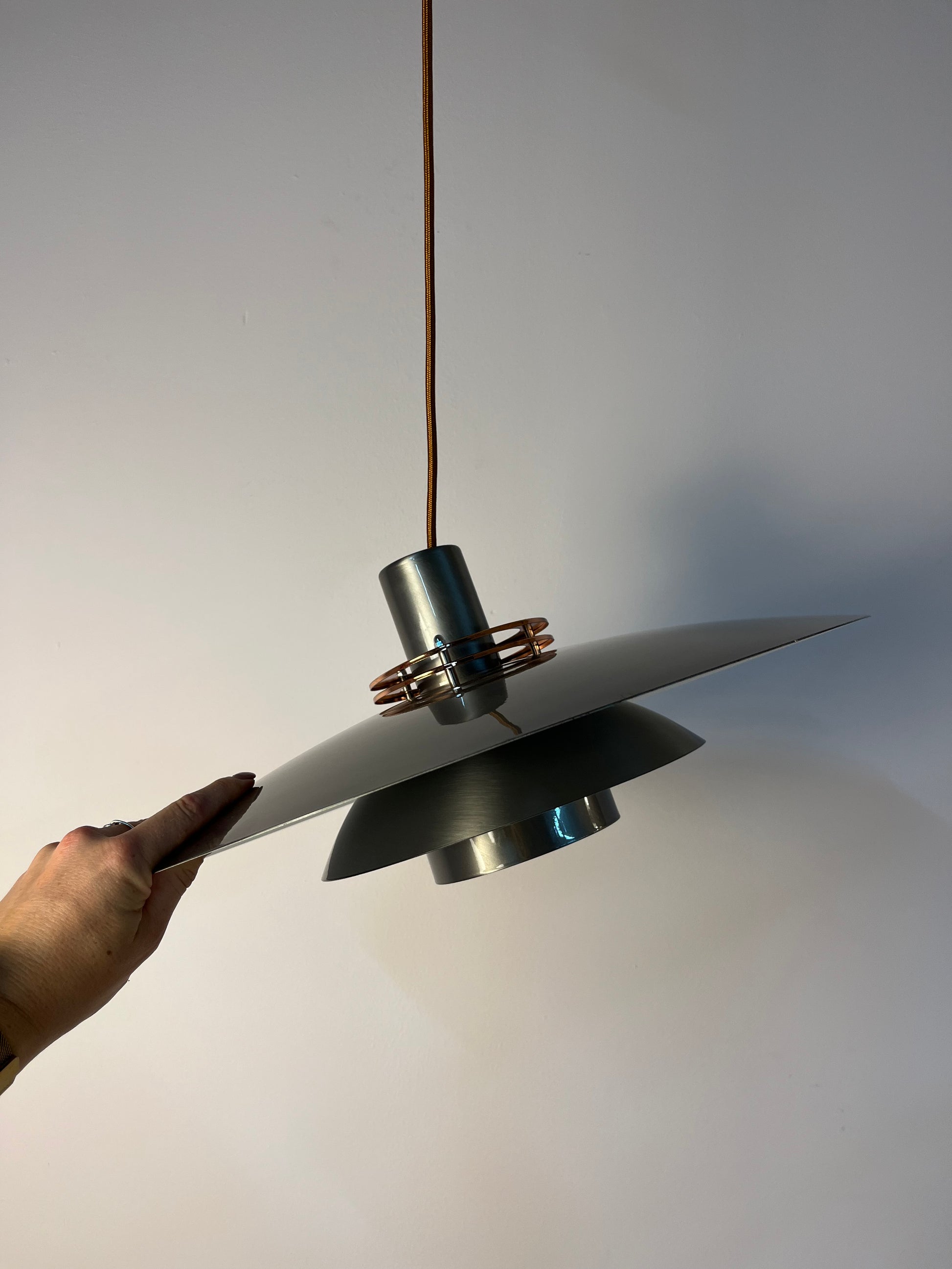 Große Lamellenlampe Leto silber kupfer von Top Lamper