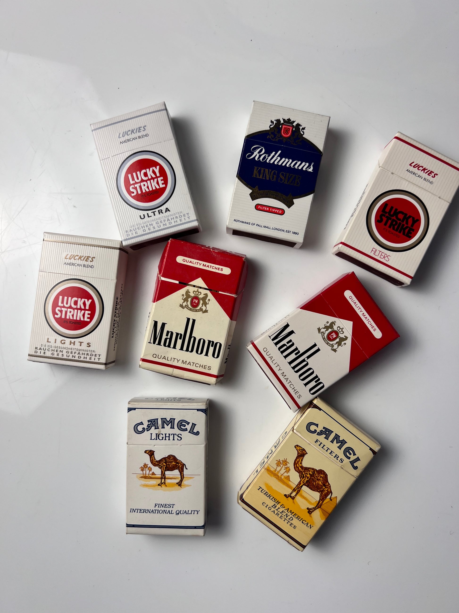 Set: Vintage Streichhölzer Zigaretten Schachtel Miniatur