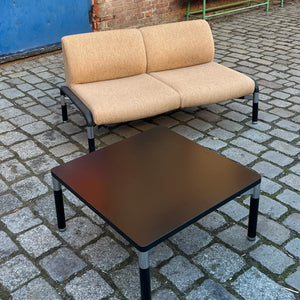 2-Sitzer Sofa 712/2 braun schwarz von Hans Peter Piehl für Wilkhahn