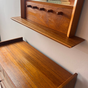 Set: Kommode mit Spiegel Teak