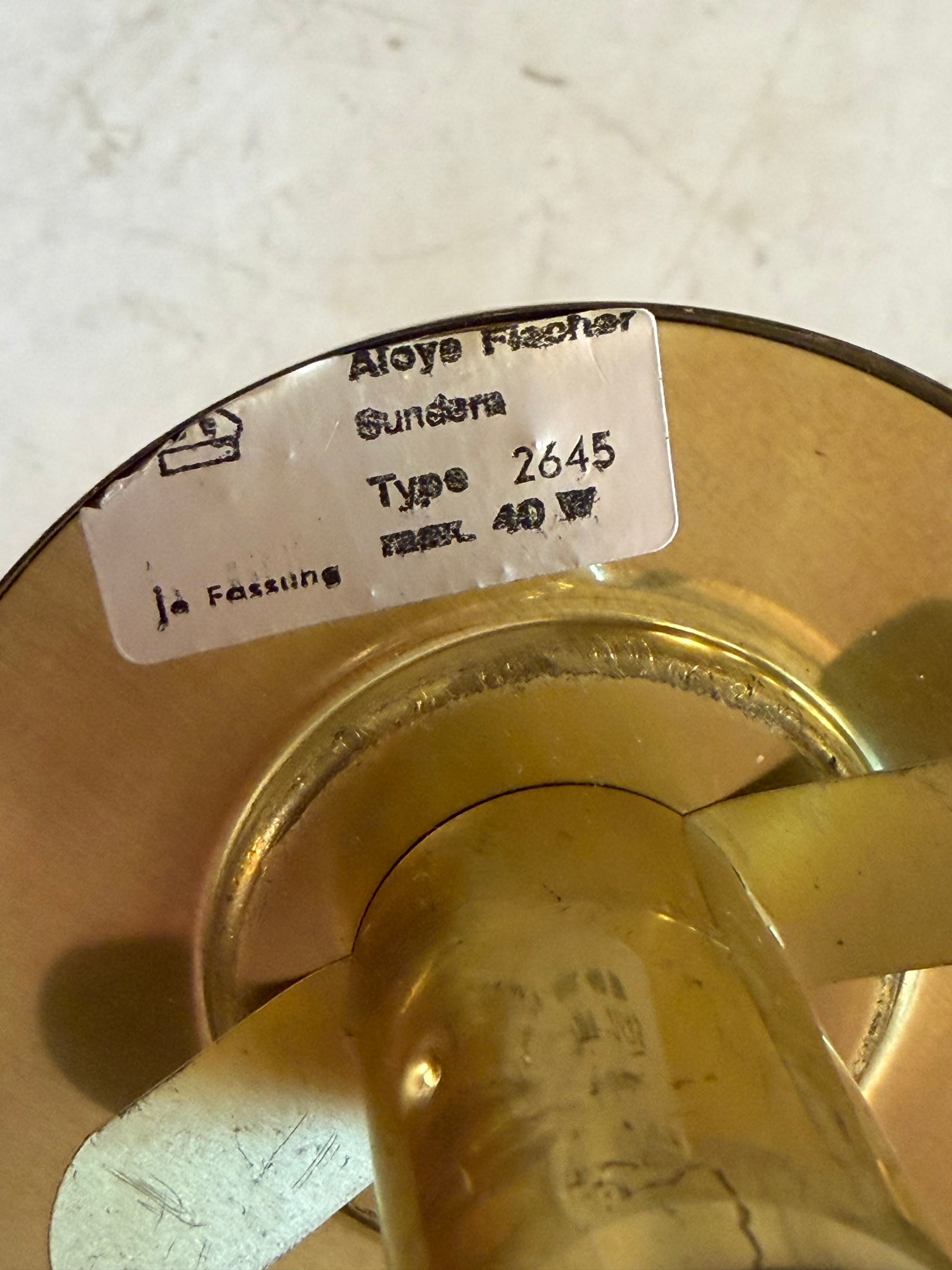 9-flammiger Kronleuchter Type 2645 Messing Opalglas von Aloys Fischer Sundern