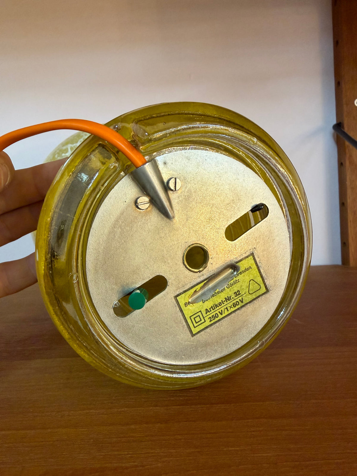 Pilzlampe gelb Glas von Karin Korn für Beleuchtungsglaskombinat Görlitz