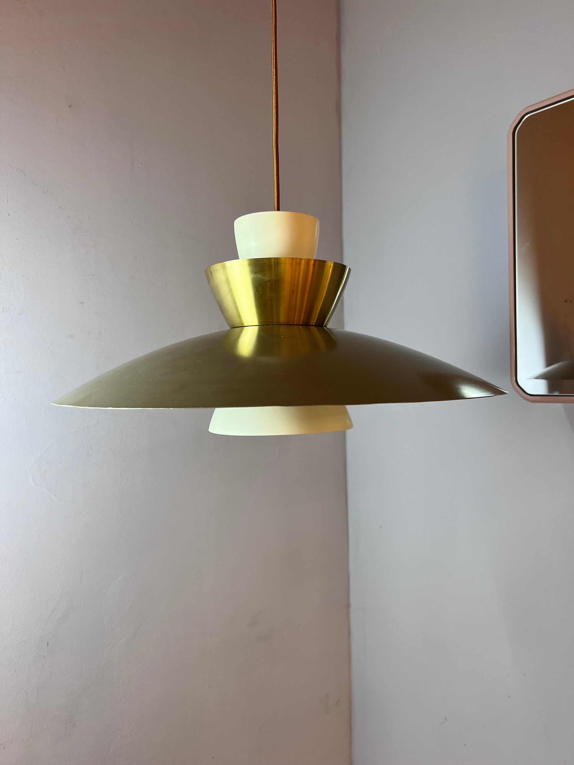Lamellenlampe creme Messing