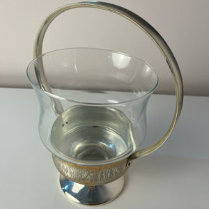 Henkelschale versilbert mit Glaseinsatz