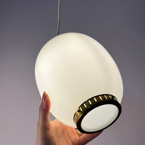 Hängelampe Kina Opalglas Messing von Bent Karlby für Lyfa