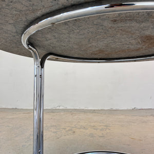 Runder Esstisch Granit Chrom von Giotto Stoppino