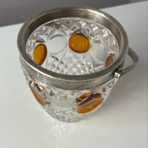 Eiskübel Kristallglas Silber mit Henkel